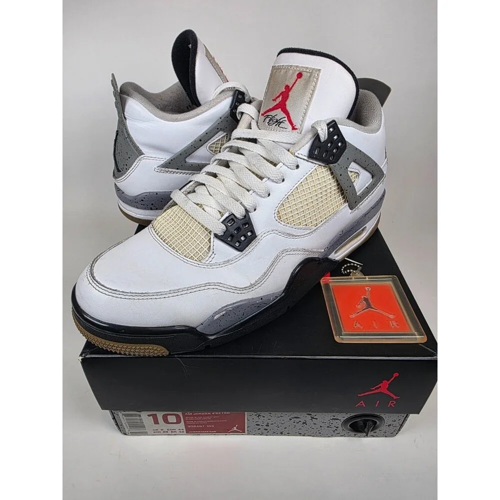 Air Jordan 4 Retro Cement 2012 White/Black-Cement Grey 308497-103 Size 10 Used